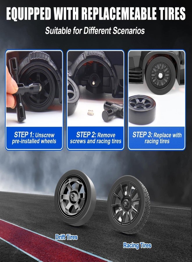 GORMERY 1:16 RC Drift Car - 4WD High-Speed 50km/h Remote Control Car with Gyro, LED Lights, ESP & Drift Tires - Full Proportional Racing RC Car for Kids & Adults, Multicolor - Image 4